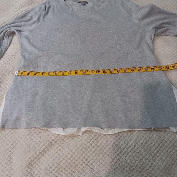 COS Women's Top L Grey 100% Cotton 3/4 Sleeve Round Neck Basic - Picture 6 of 8